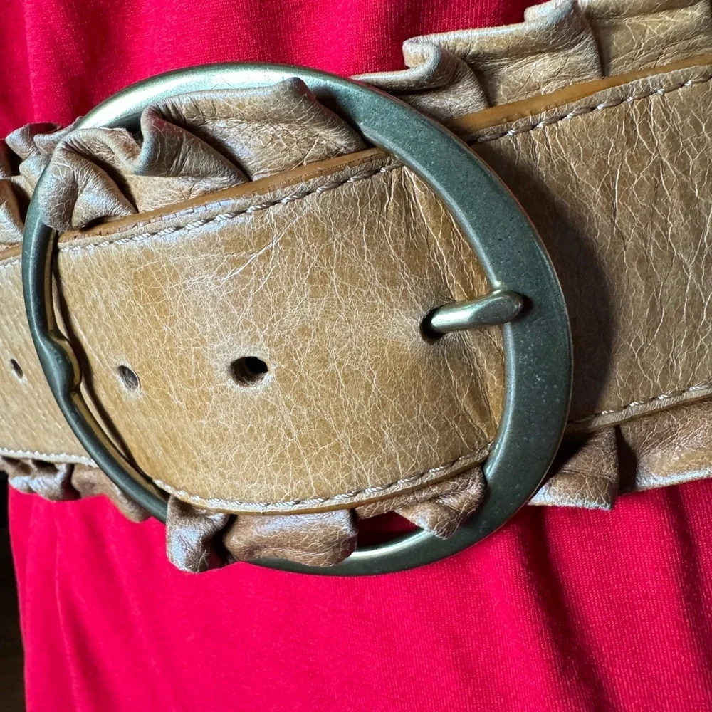 Spirit by Coldwater Creek Leather Ruffle Belt‎